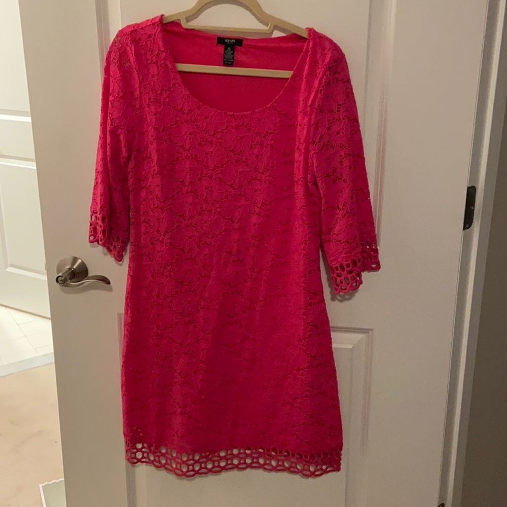 PL ALFANI pink knitted pattern dress